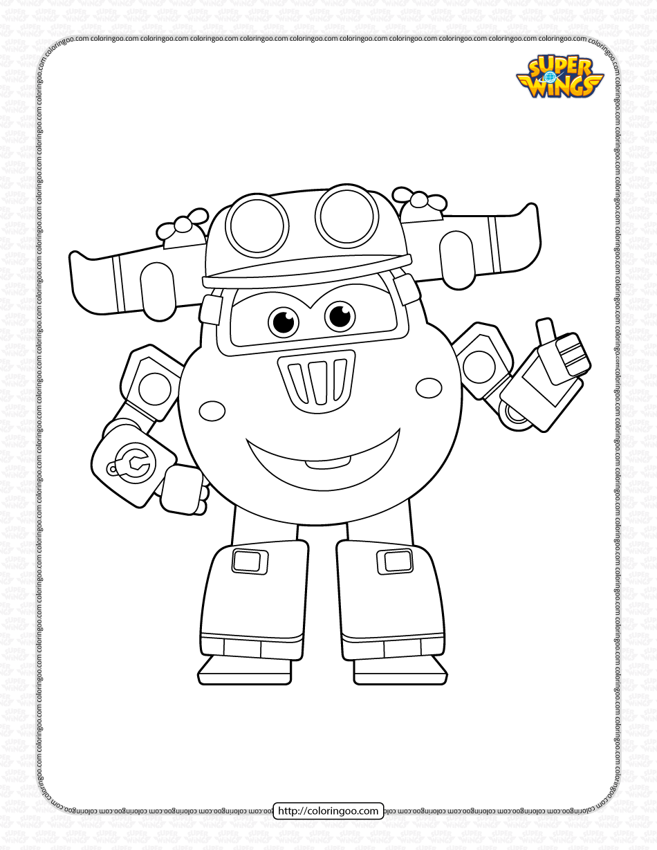 printable super wings donnie pdf coloring sheet