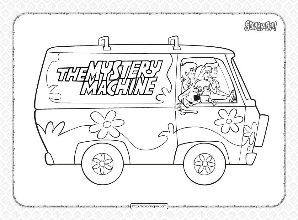 printable the mystery machine pdf coloring page