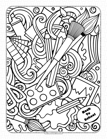 school items coloring page