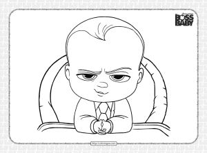 The Boss Baby is Sitting on the Chair Coloring Page