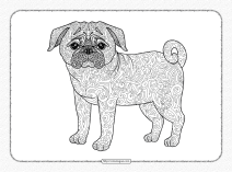 zentangle pug dog coloring page for adults