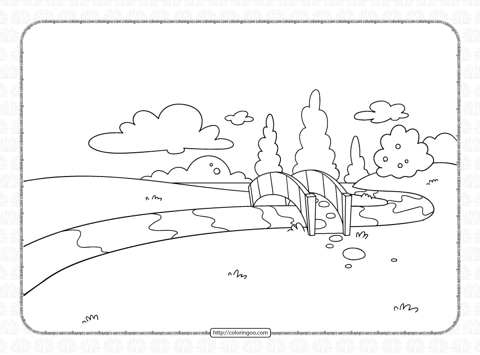 bridge over the river coloring page