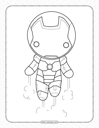 chibi iron man pdf coloring page