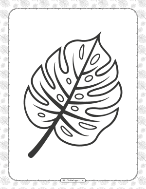 Monstera Leaf Outline Coloring Page