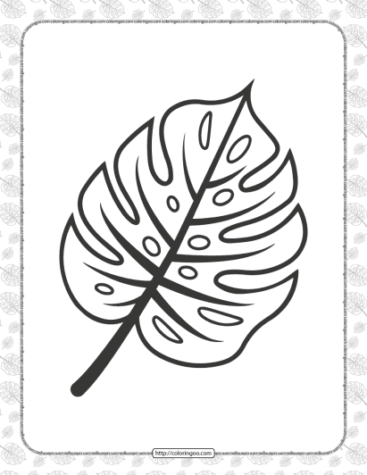 monstera leaf outline coloring page