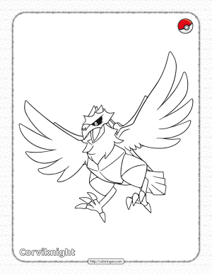 corviknight coloring pages pdfs pokemon