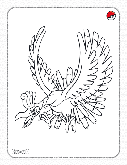 pokemon ho oh pdf coloring page