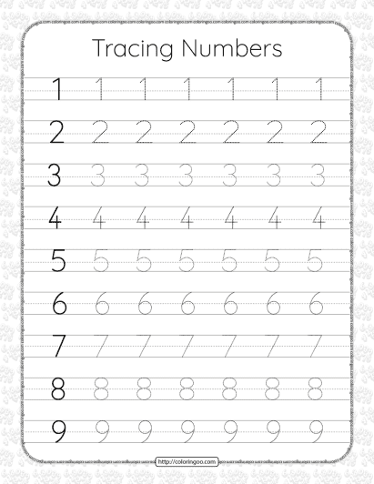 Printable Dotted Tracing Numbers Pdf Worksheet