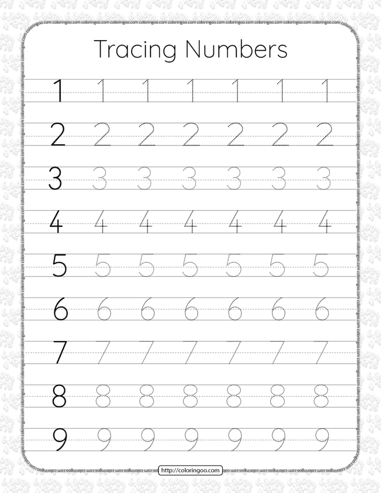 printable dotted tracing numbers pdf worksheet