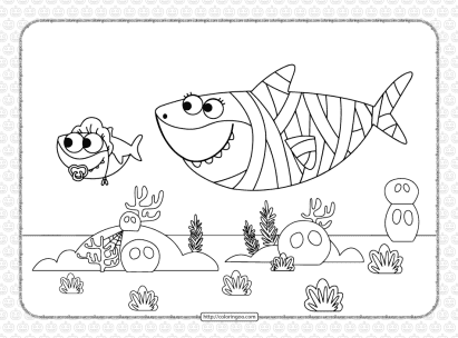 baby shark halloween coloring pages