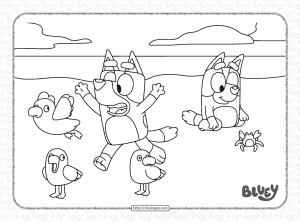 bluey beach coloring pages