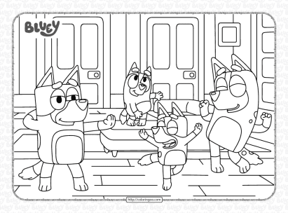 bluey family dancing coloring pages