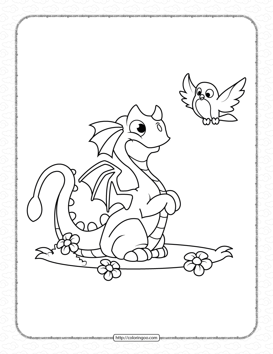 dragon and the bird coloring pages