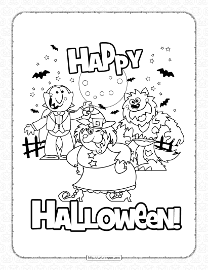 happy halloween coloring page