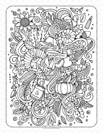 26 November Thanksgiving Doodle Coloring Page