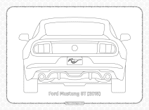 Ford Mustang GT (2015) Back View Outline