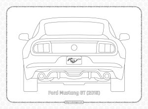 Ford Mustang GT (2015) Back View Outline