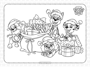 happy christmas paw patrol coloring page