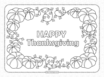 happy thanksgiving with pumpkins coloring pages