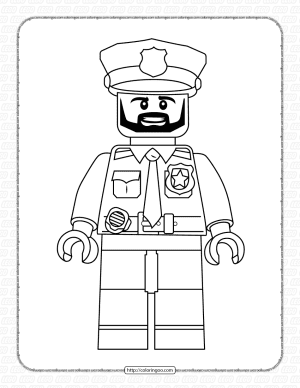 Lego Policeman with Black Beard Figure Coloring Page