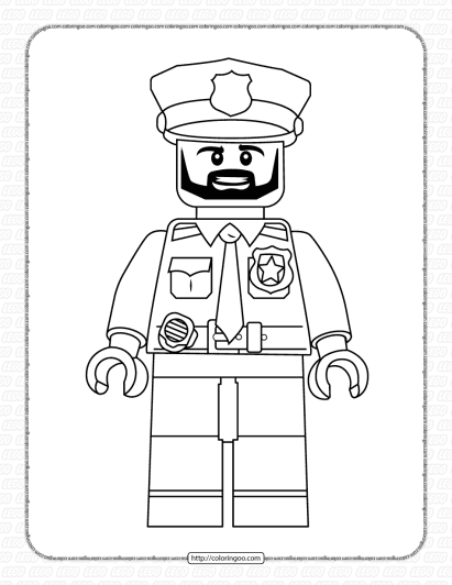 lego policeman with black beard minifigure coloring