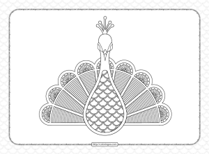 Peacock Illustration Outline Coloring Page
