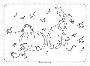 raven sitting on pumpkin coloring page