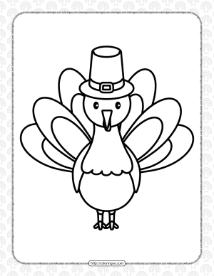 Simple Turkey in a Pilgrim Hat Coloring Page