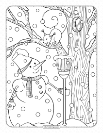 Snowman and Squirrel Coloring Pages