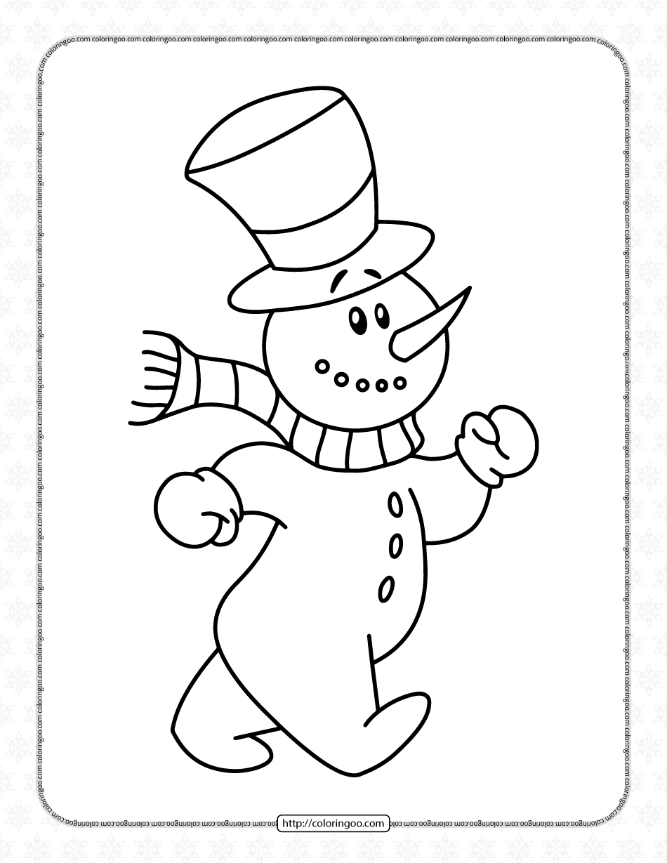 snowman walking coloring pages