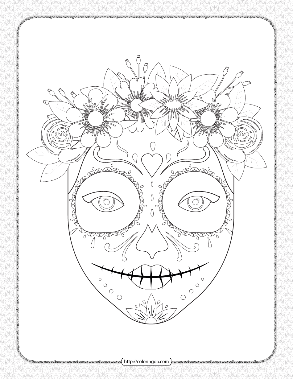 sugar skull coloring pages for adults