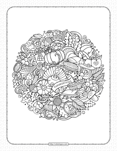 thanksgiving day doodle coloring pages