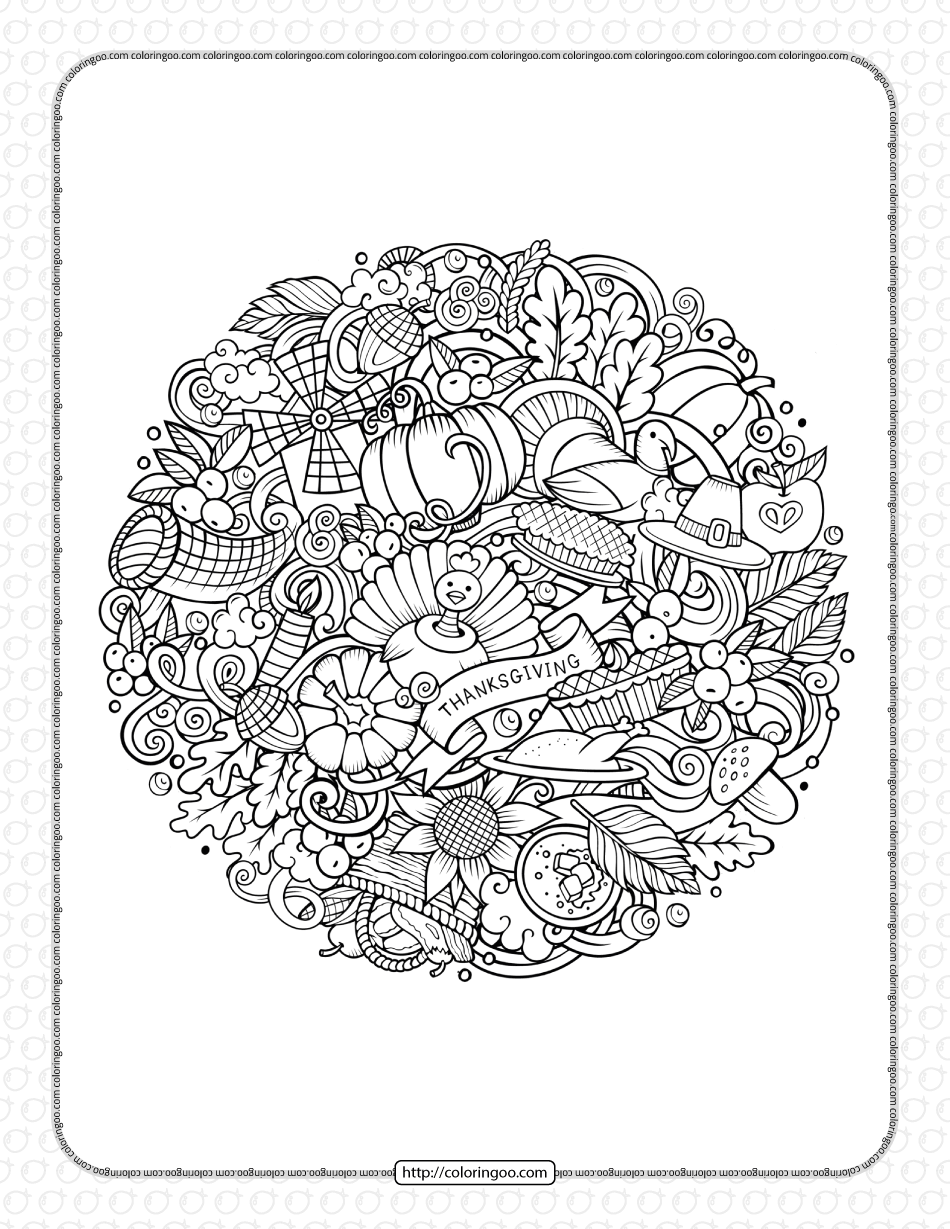 thanksgiving day doodle coloring pages