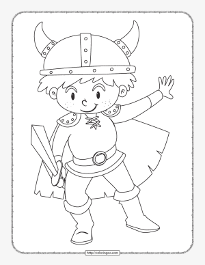 Boy Wearing a Knight Costume Coloring Page