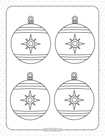 christmas baubles with north star coloring page