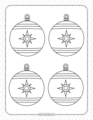 Christmas Baubles with North Star Coloring Page