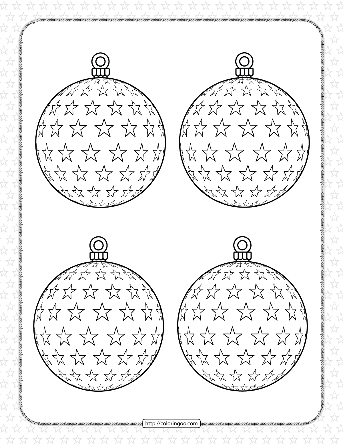 christmas baubles with stars coloring page