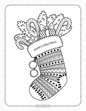 Christmas Stocking with Gifts Coloring Pages