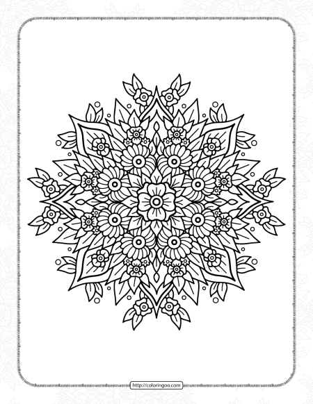 free flower mandala coloring page