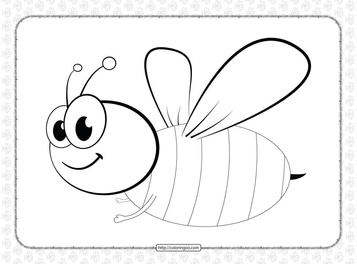 funny bee animal coloring page