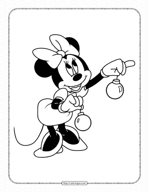 Minnie Holding Christmas Ornament Coloring Page