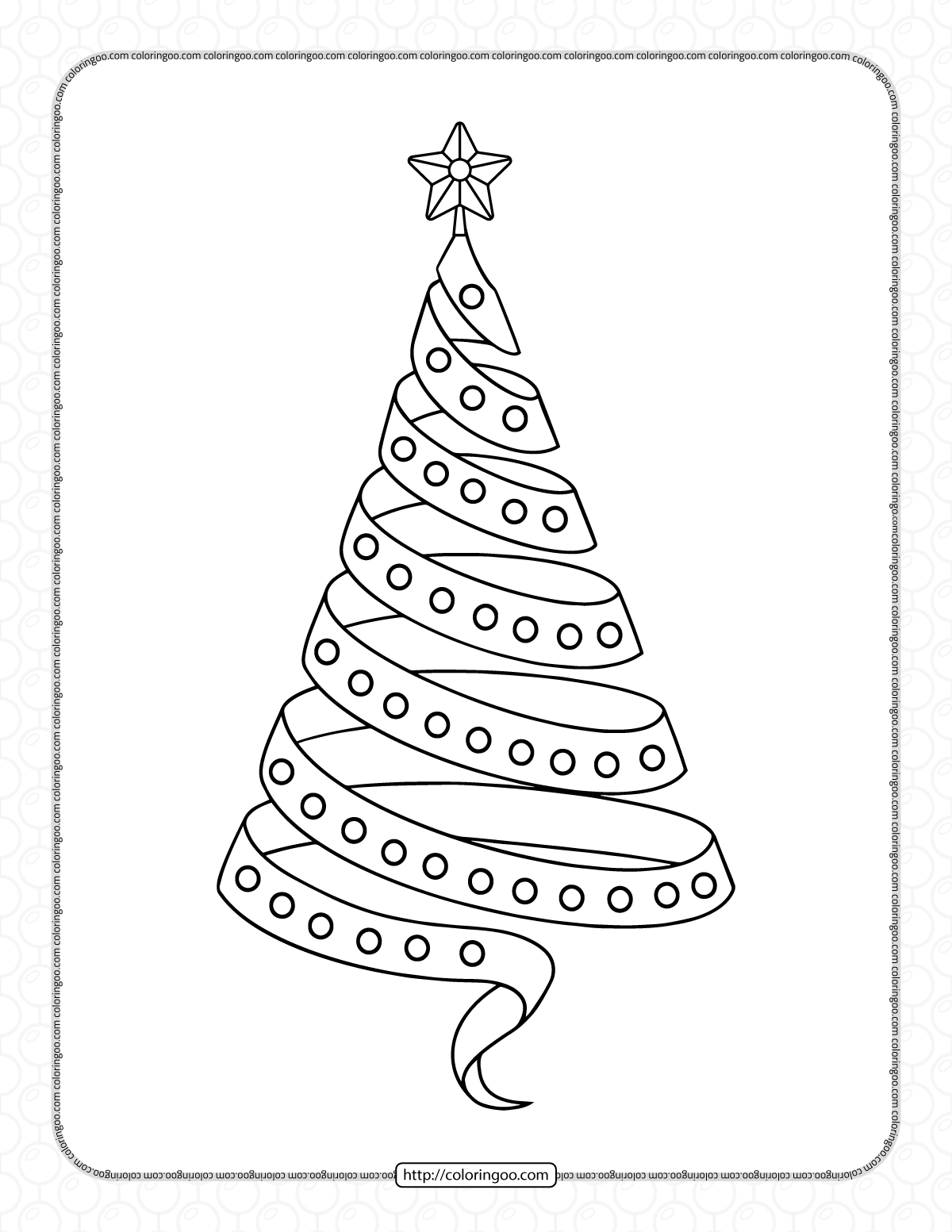ribbon christmas tree coloring pages