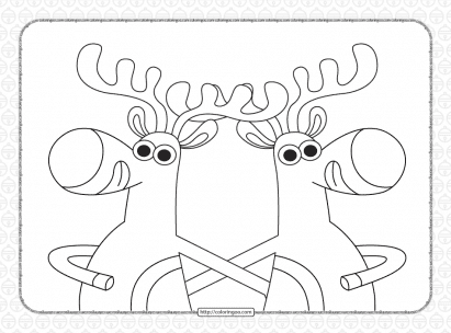 santa reindeers christmas coloring page