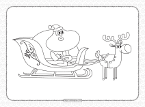 santa sleigh reindeer christmas coloring page