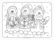 Snowman with Jackets Christmas Coloring Page