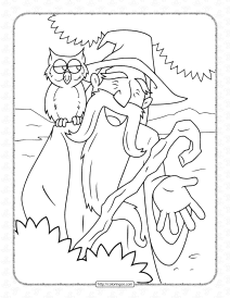 wizard and his owl coloring page