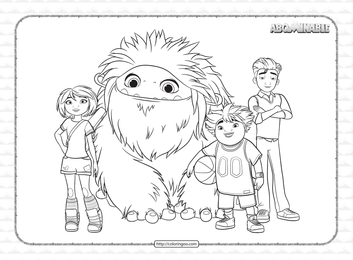 abominable yi and her friends coloring page