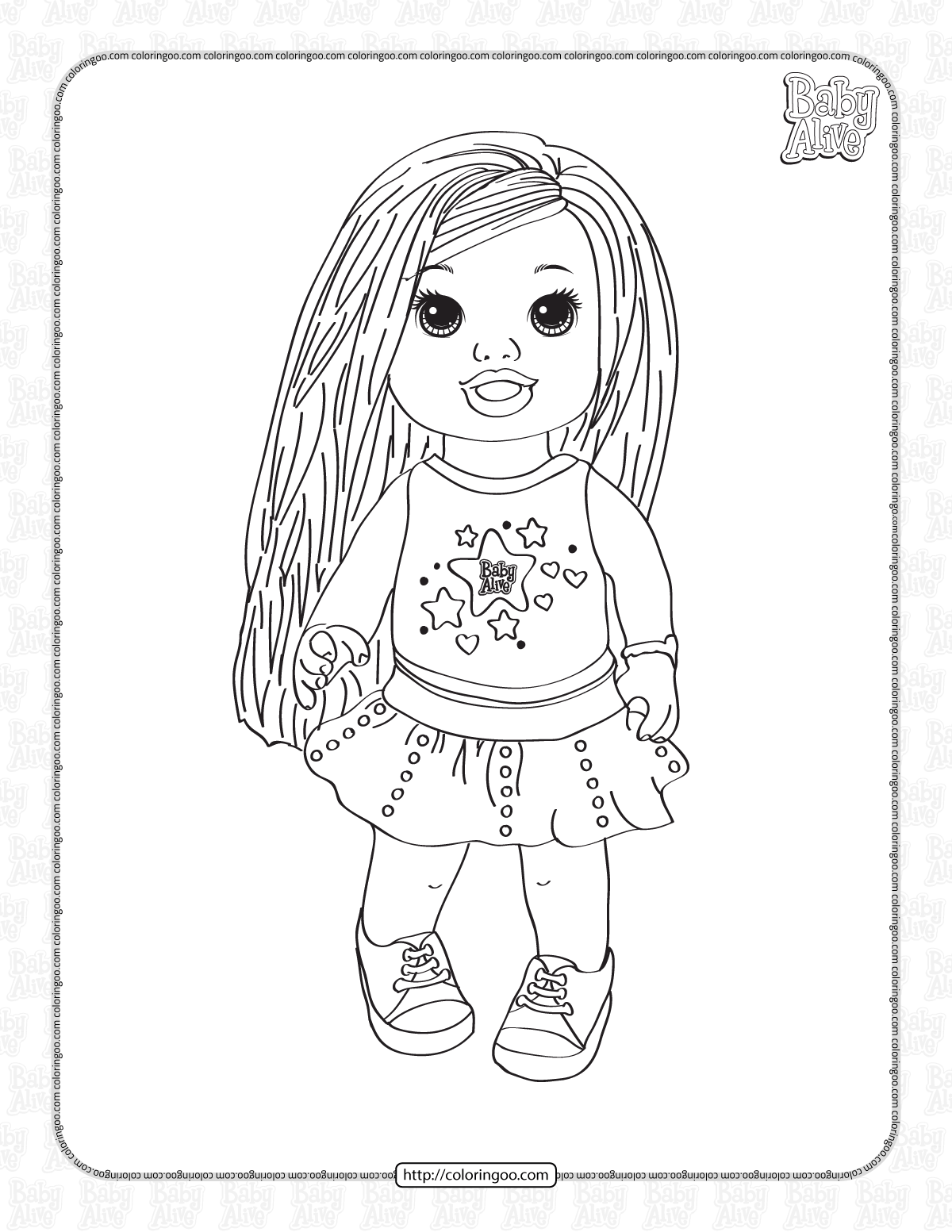 baby alive dolls style christina coloring page