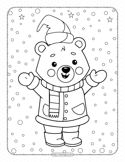 bear in the snow coloring page