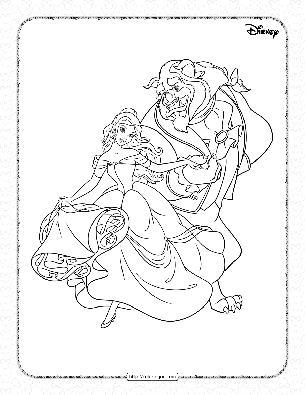 beauty and the beast ready to dance coloring page